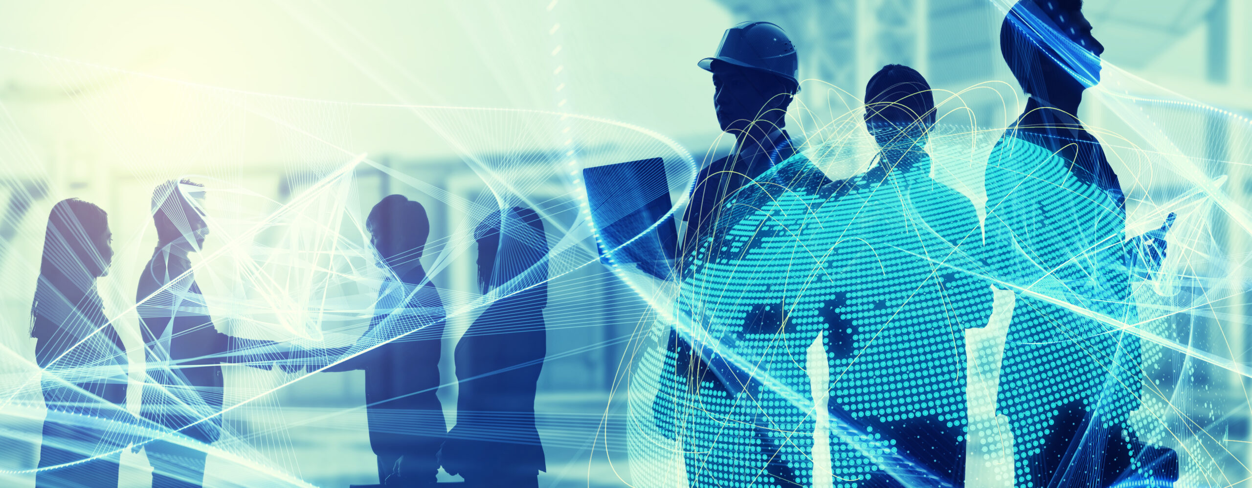 Global business concept. Silhouette of business people.